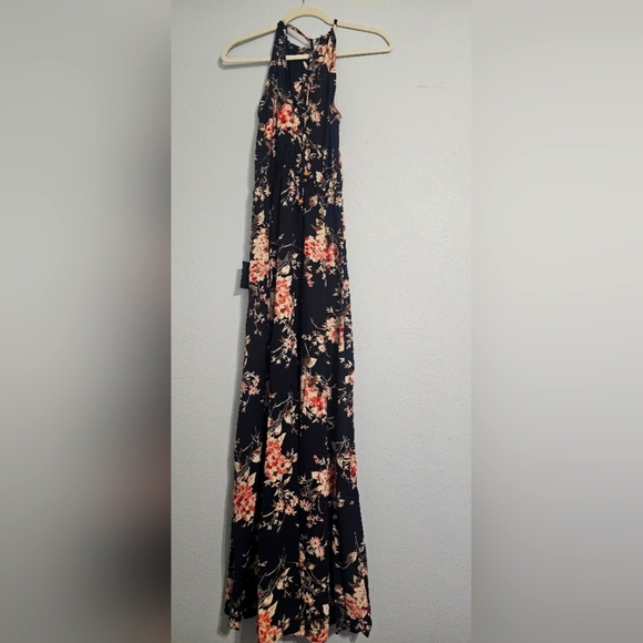Lulu's Black and Pink Floral Maxi Dress - Picture 1 of 2